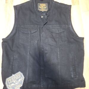 Milwaukee Leathers Black Denim Motorcycle Riding Vest 4XL 4X NWT